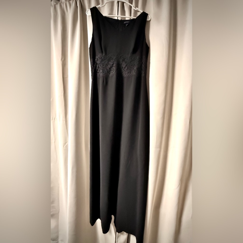 Ann Taylor Black Maxi Dress with Lace Detail